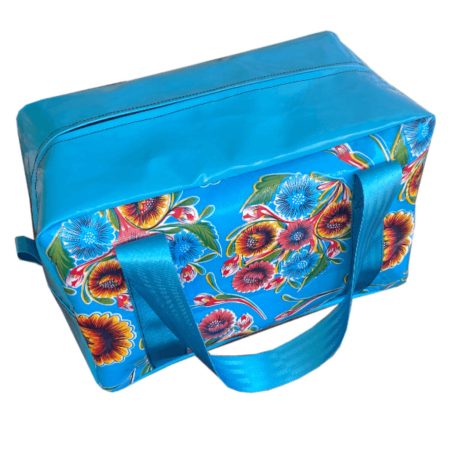 Weekend Gear Bag with stylish patterned design, water-resistant PVC vinyl, heavy-duty zip, reinforced 2-inch seatbelt webbing handles, and inside pocket for easy organisation.