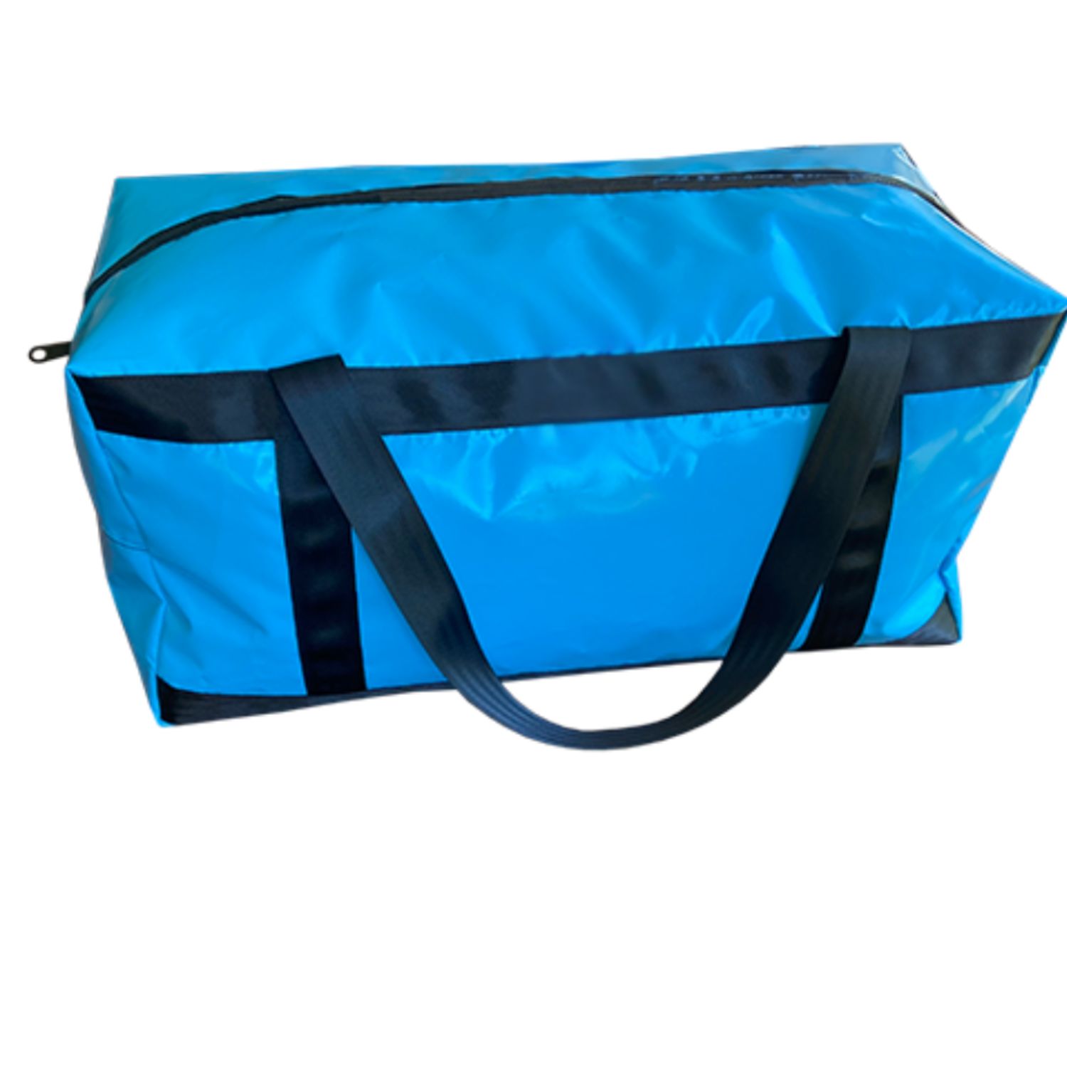 Extra-large PVC vinyl gear bag with heavy-duty zip and reinforced webbing handles, built for camping, sports, and outdoor travel.
