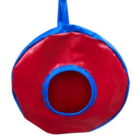 Dust & Iron standard-size grey water hose bag in brown PVC with reinforced webbing handles – rugged camping and caravan accessory.