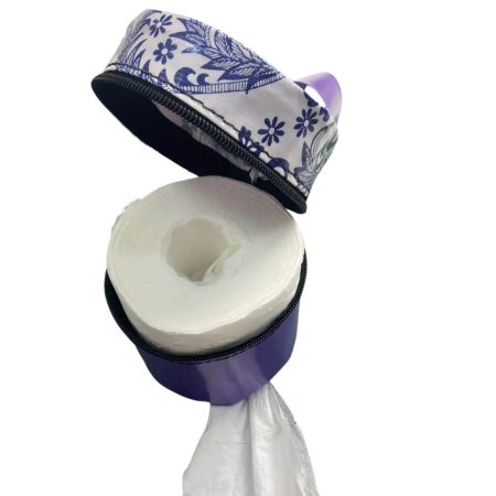 Durable Oilcloth Toilet Paper Holder – Purple Hanging Dispenser