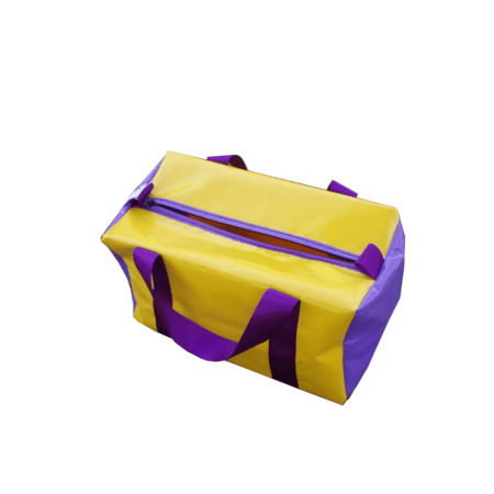 Durable PVC vinyl gear bag, medium size with double-stitched seams and UV-treated thread, perfect for camping and weekend trips.