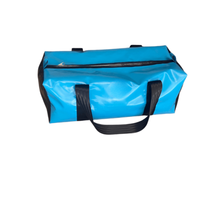 Overnight gear bag made from durable water-resistant PVC vinyl with heavy-duty zips and reinforced seatbelt webbing handles – perfect for travel or sports gear.