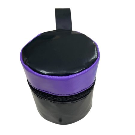 Dust & Iron PVC swinging toilet roll holder bag hanging outdoors, keeping paper clean and dry for camping and caravans