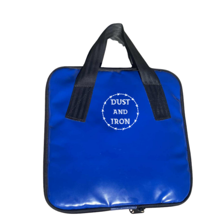 360 x 360 mm PVC sheep shearing cutter string bag with woolen felt padded lining and strong seatbelt webbing handles.